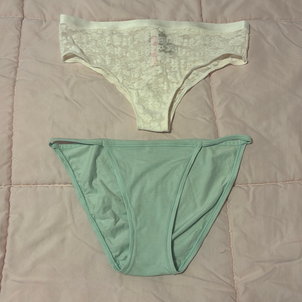 Pink Victoriaβs Secret 2pc bundle Underwear; Mint & White